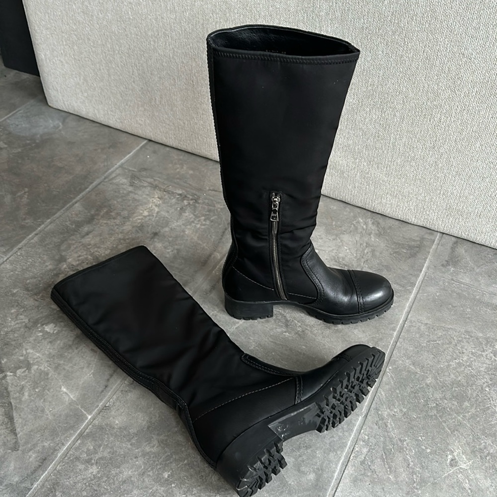 PRADA leather and nylon boots